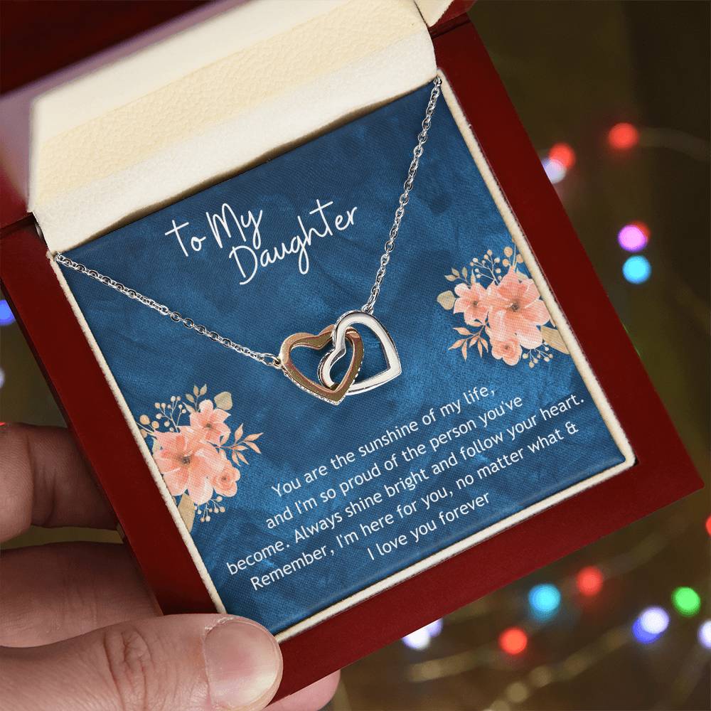 Interlocking Hearts Necklace - For Daughter w/MC